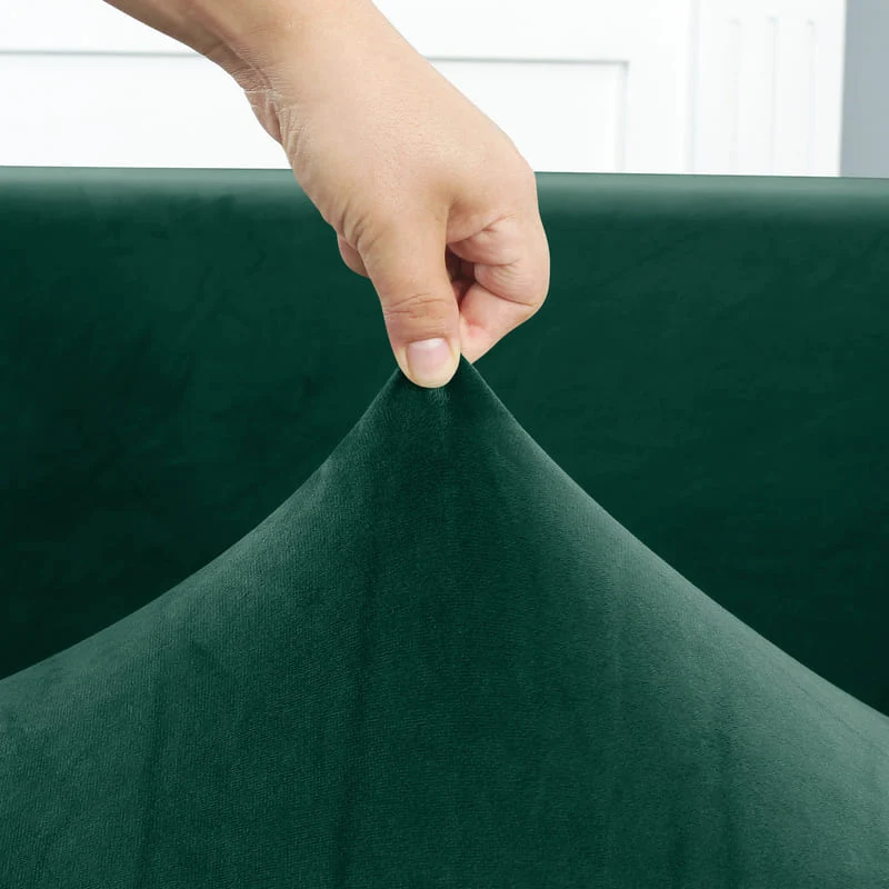 Housse de Canapé d'Angle Velours Vert sapin