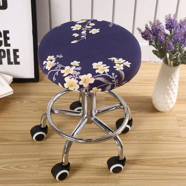 Housse de Tabouret Rond Printemps Léger