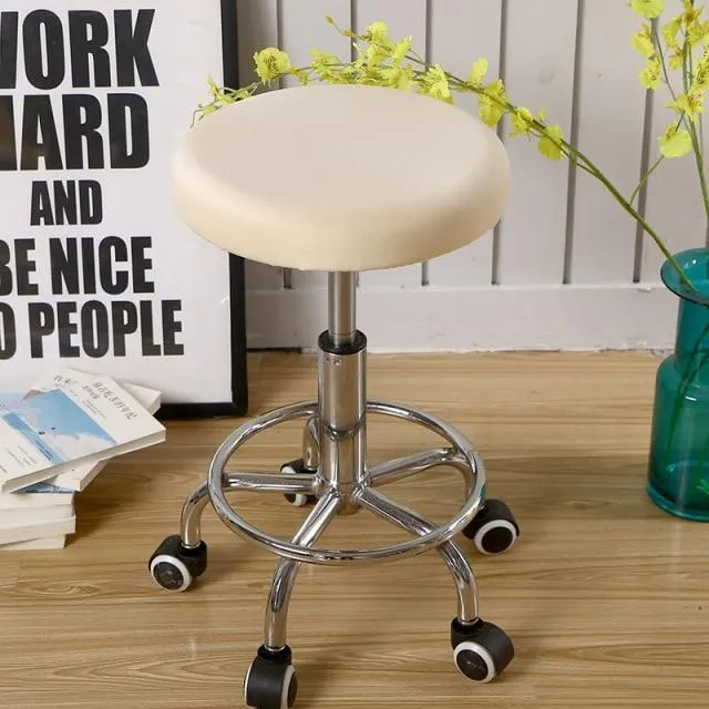 Housse de Tabouret Rond Crème
