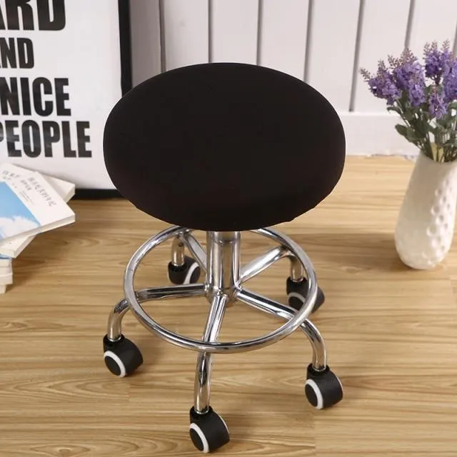 Housse de Tabouret Rond Noir