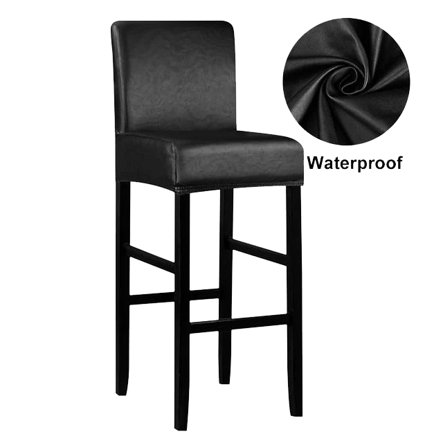 Housse de Tabouret de Bar Simili Cuir Noir