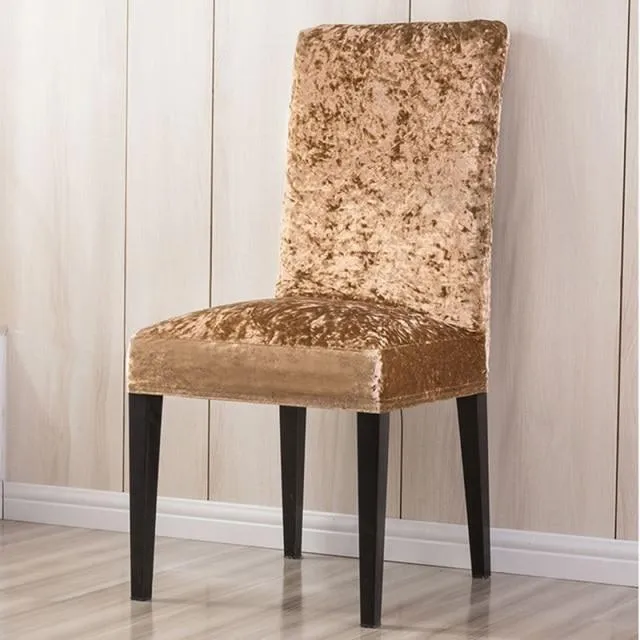 Housse de Chaise Velours de Glace Marron Clair