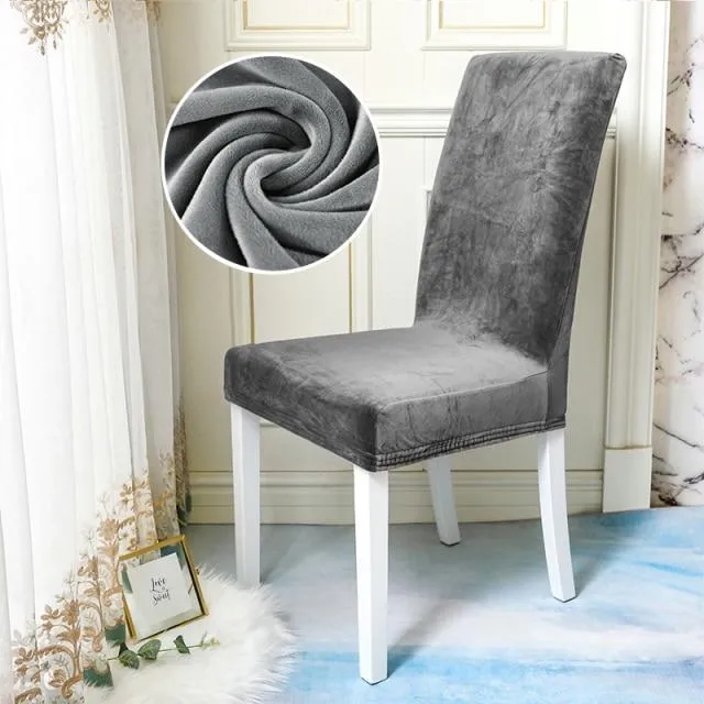 Housse de Chaise Velours Gris Anthracite