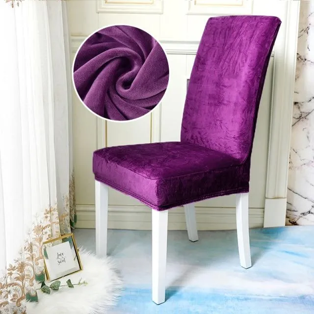Housse de Chaise Velours Violet