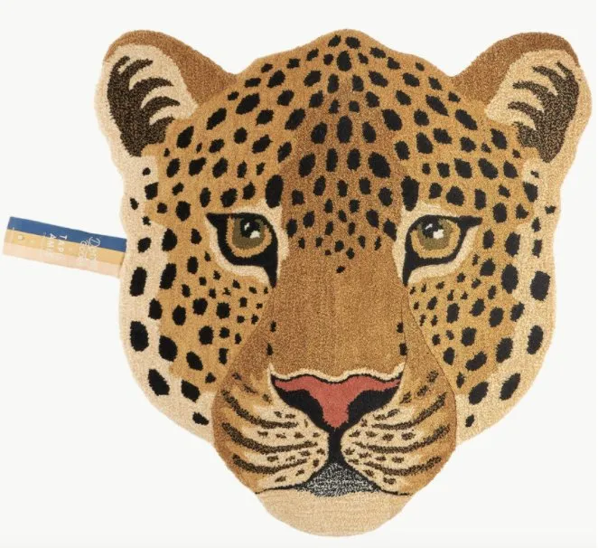 Stort leopardhoved tæppe i uld – Doing Goods