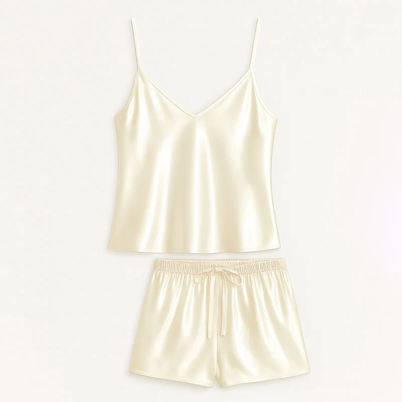 Pyjama en soie caraco et short