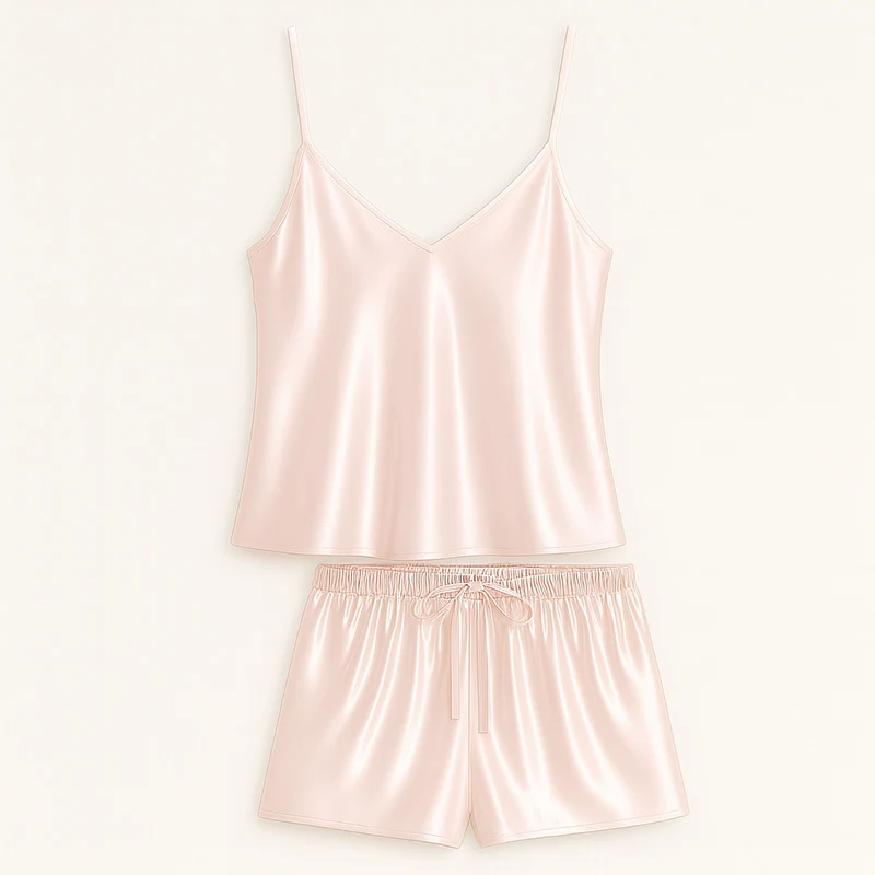 Pyjama en soie caraco et short