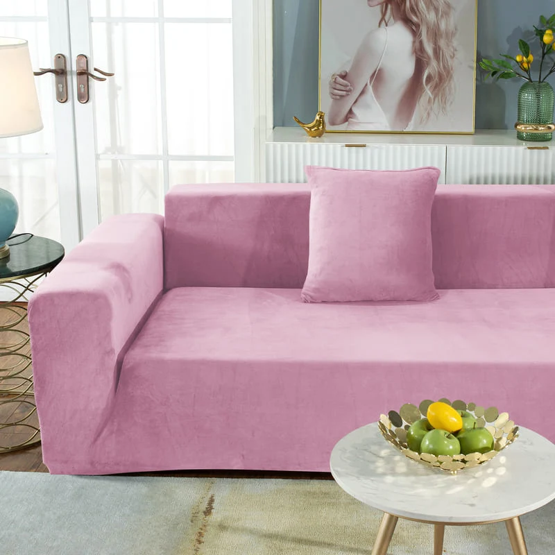 Housse de Canapé d'Angle Velours Rose