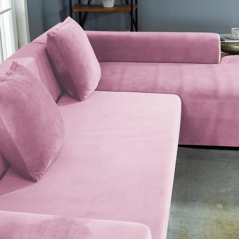 Housse de Canapé d'Angle Velours Rose