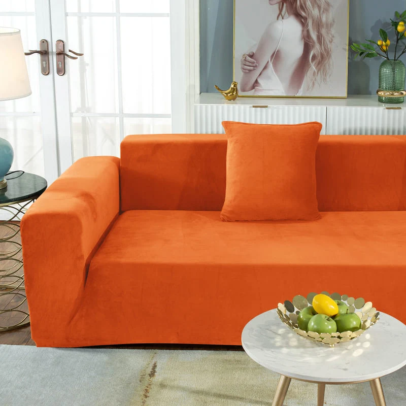 Housse de Canapé d'Angle Velours Orange