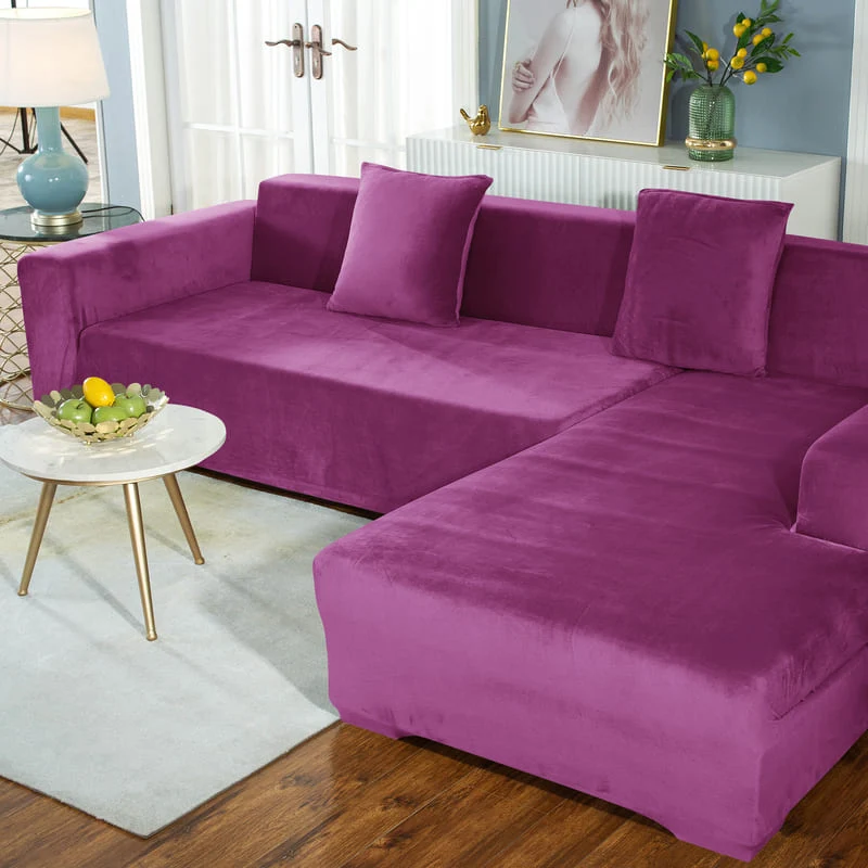 Housse de Canapé d'Angle Velours Magenta