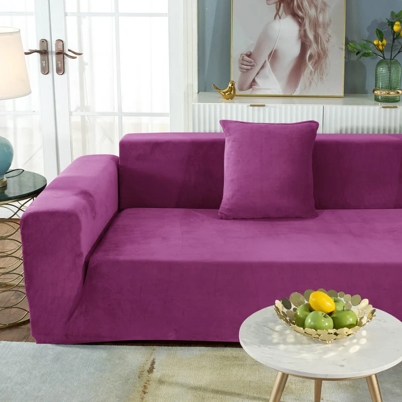 Housse de Canapé d'Angle Velours Magenta