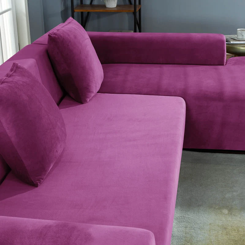 Housse de Canapé d'Angle Velours Magenta