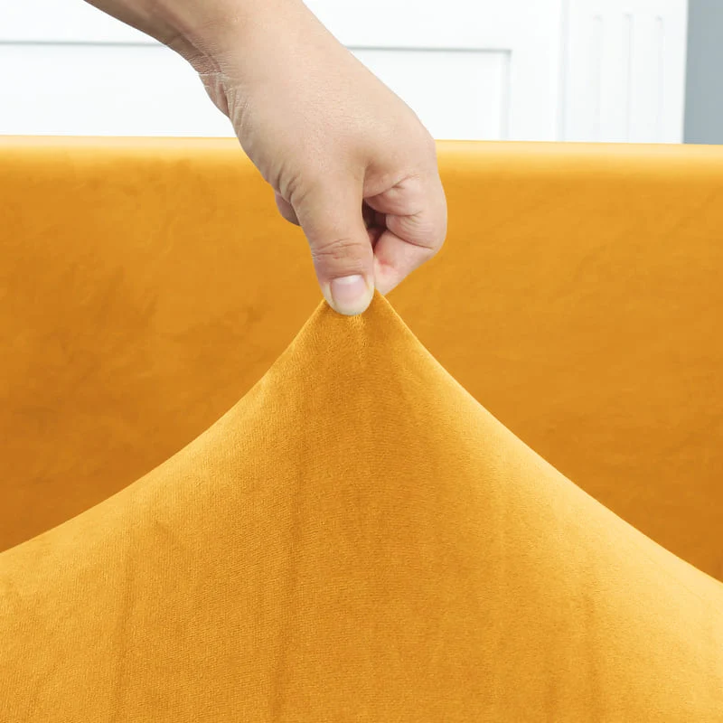 Housse de Canapé d'Angle Velours Jaune Moutarde