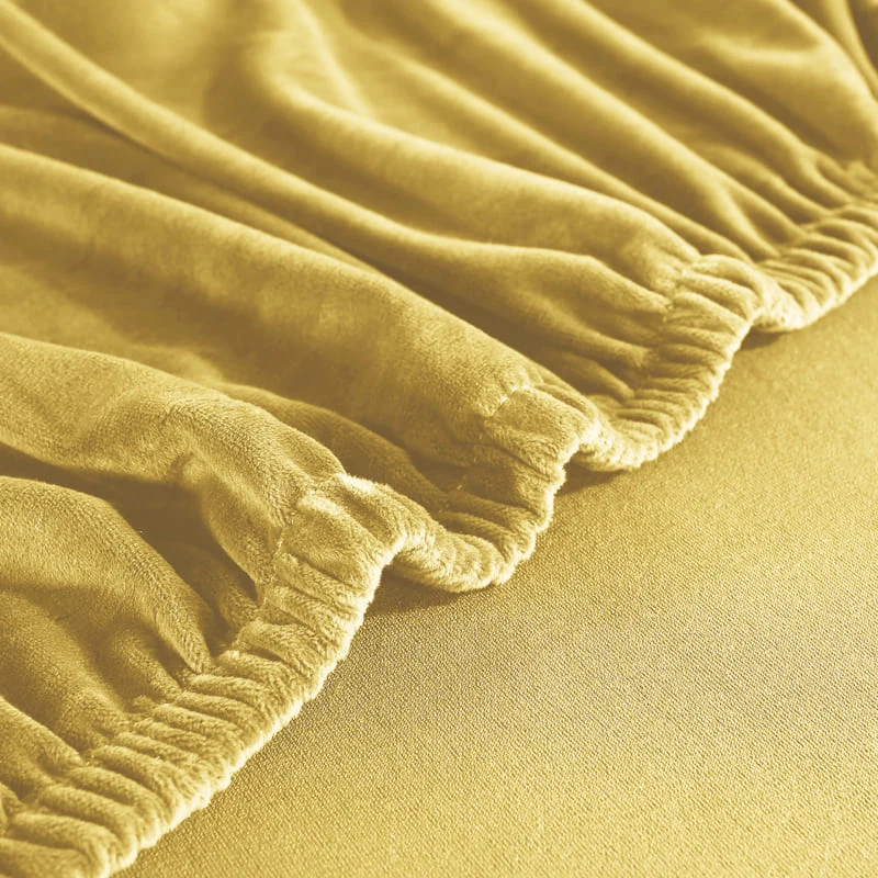 Housse de Canapé d'Angle Velours Jaune