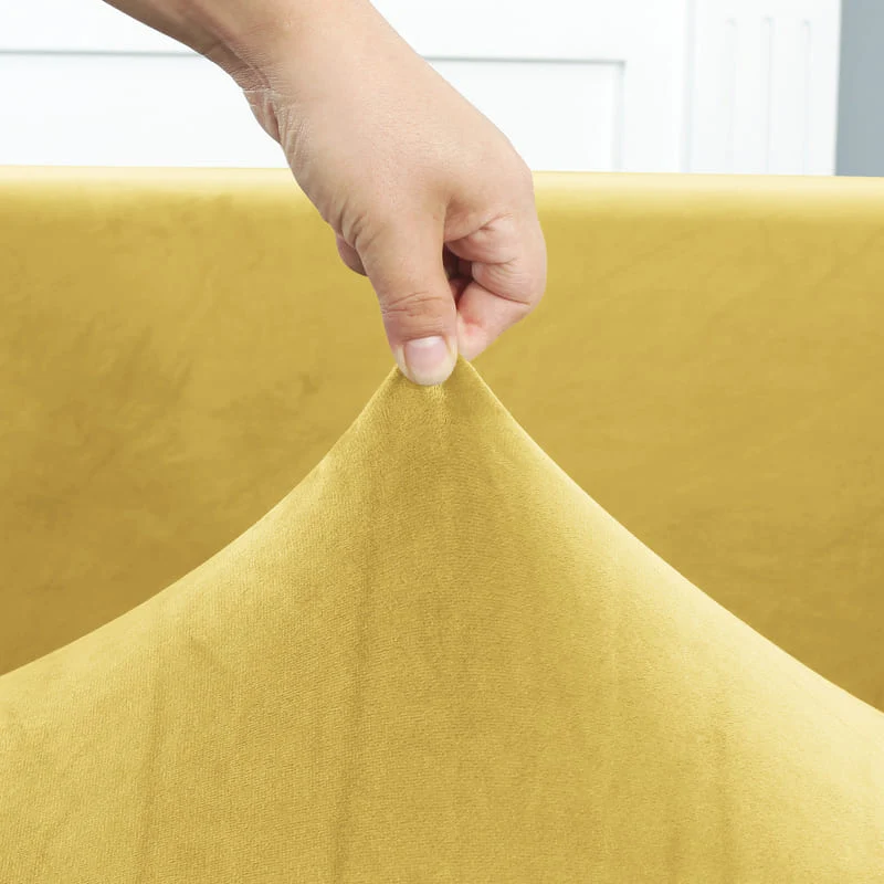 Housse de Canapé d'Angle Velours Jaune