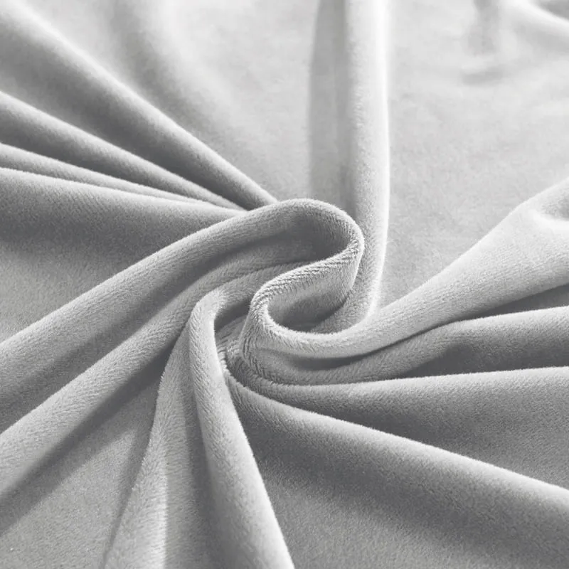 Housse de Canapé d'Angle Velours Gris argent