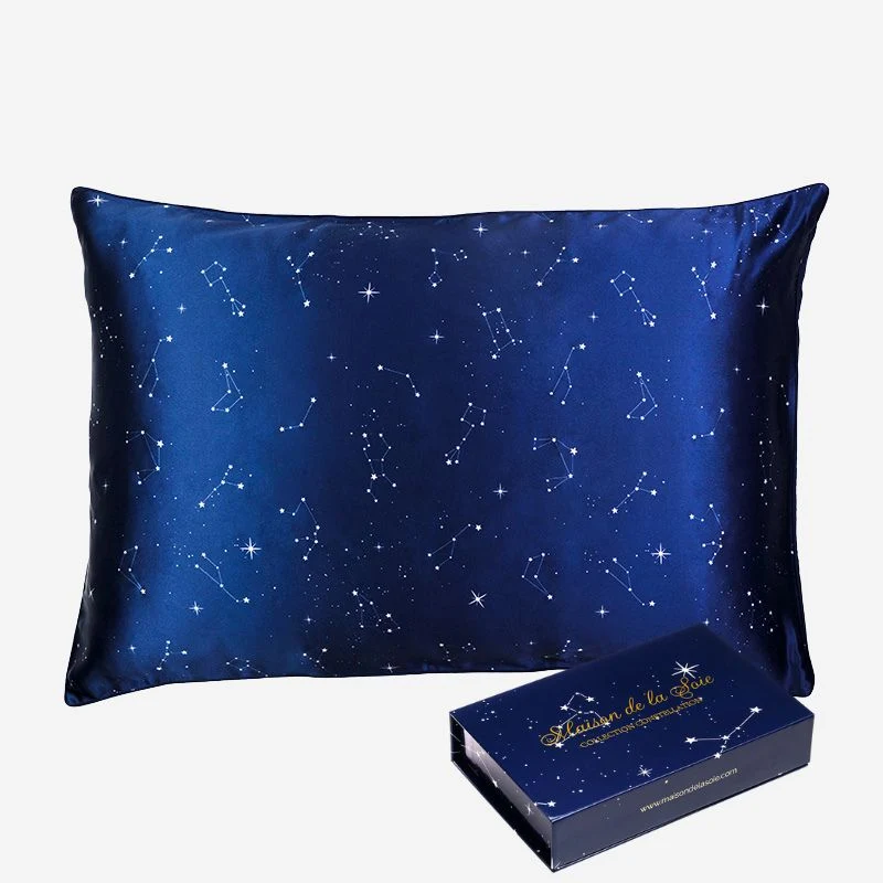 Taie d’oreiller en soie imprimé Constellation