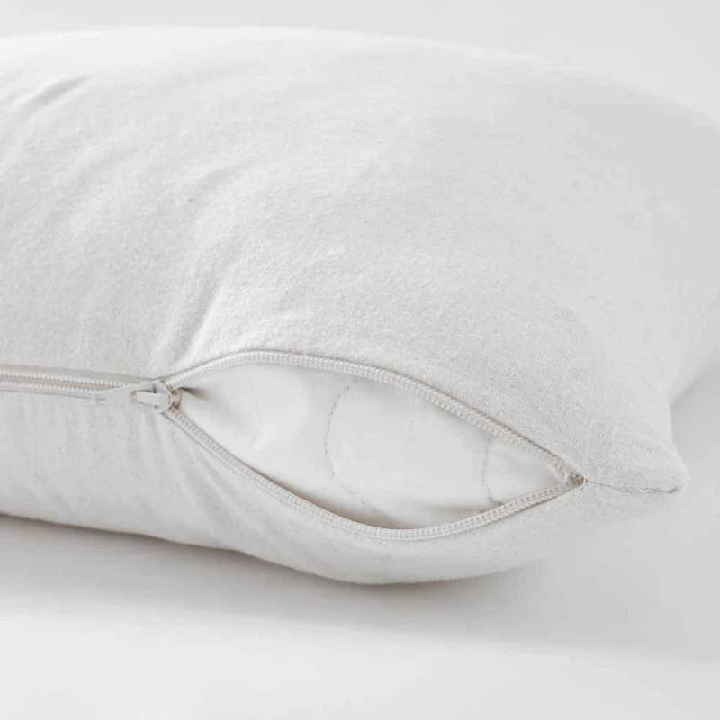 Protège-oreiller en flanelle de coton bio blanc