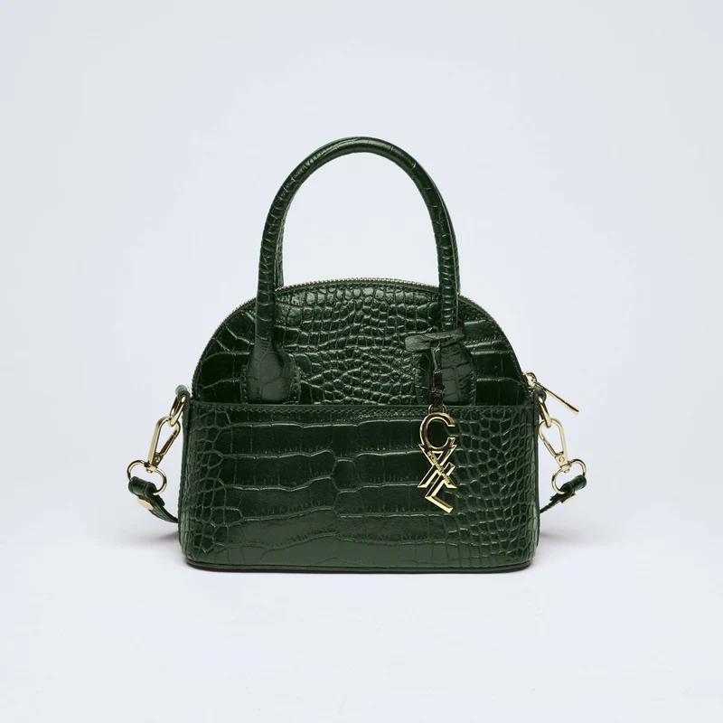 Petit sac bowling Bel-air en cuir croco