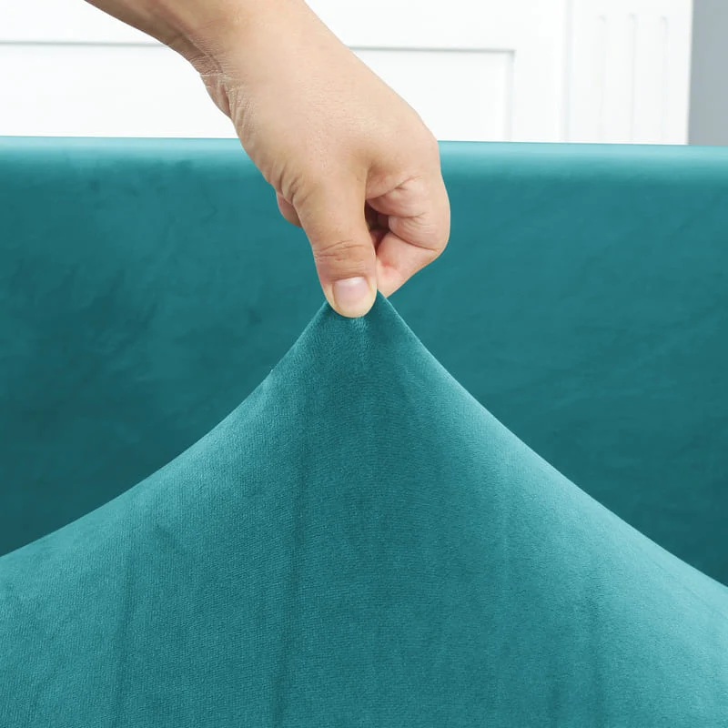 Housse de Canapé d'Angle Velours Bleu paon
