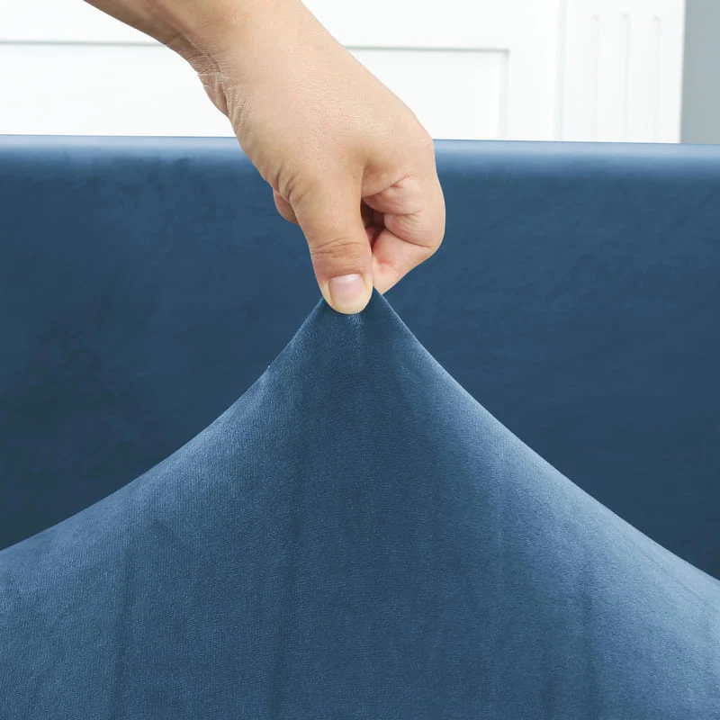 Housse de Canapé d'Angle Velours Bleu