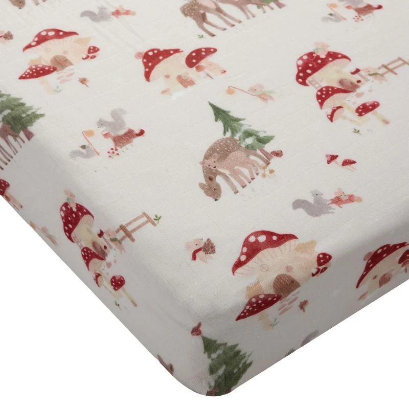 Drap Contour pour Lit de Bébé - Mousseline Bambou Forêt
