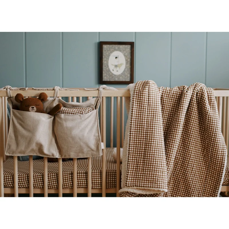 Couverture Sherpa Mousseline - Vichy Brun
