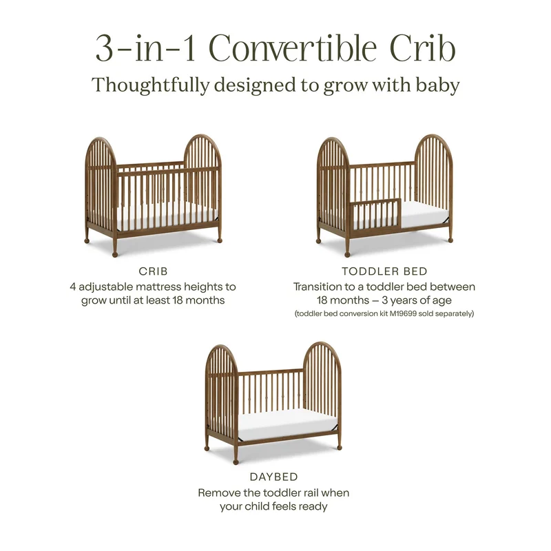 Couchette Convertible 3-en-1 Alouette - Noyer Naturel