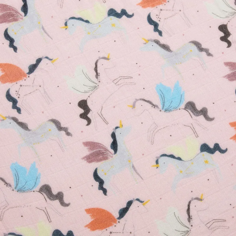 Drap Contour pour Lit de Bébé - Mousseline Bambou Licornes