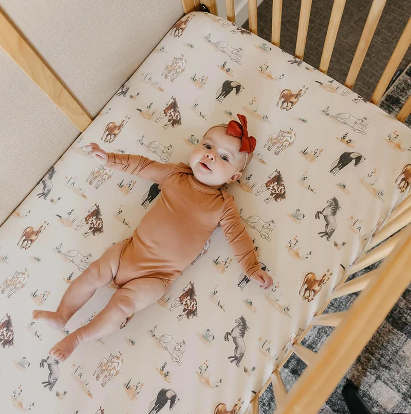 Drap Contour pour Lit de Bébé - Chevaux