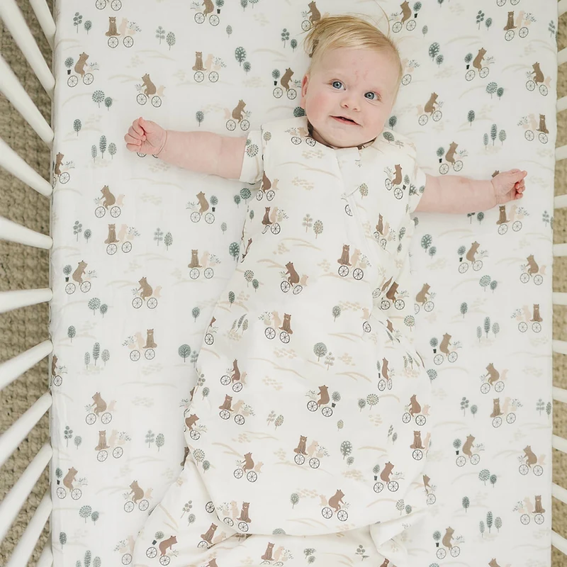Drap Contour pour Lit de Bébé - Mousseline Bambou Ours