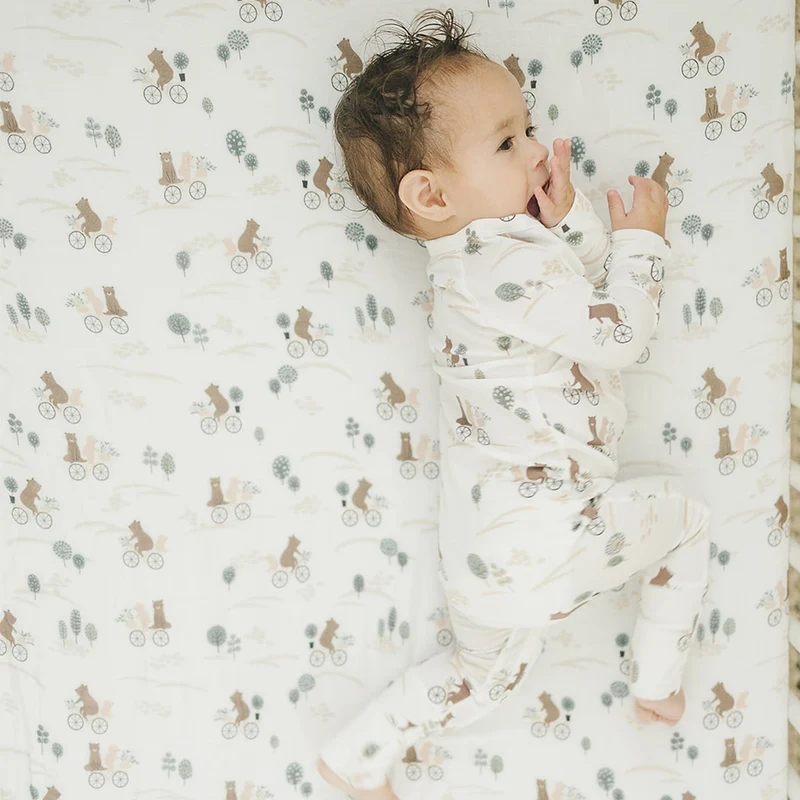 Drap Contour pour Lit de Bébé - Mousseline Bambou Ours