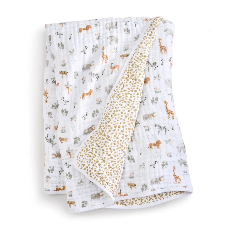 Couverture en Mousseline 4 Épaisseurs - Safari Girafe