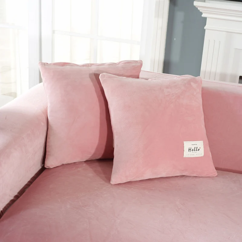 Housse de Canapé d'Angle Velours Rose poudré
