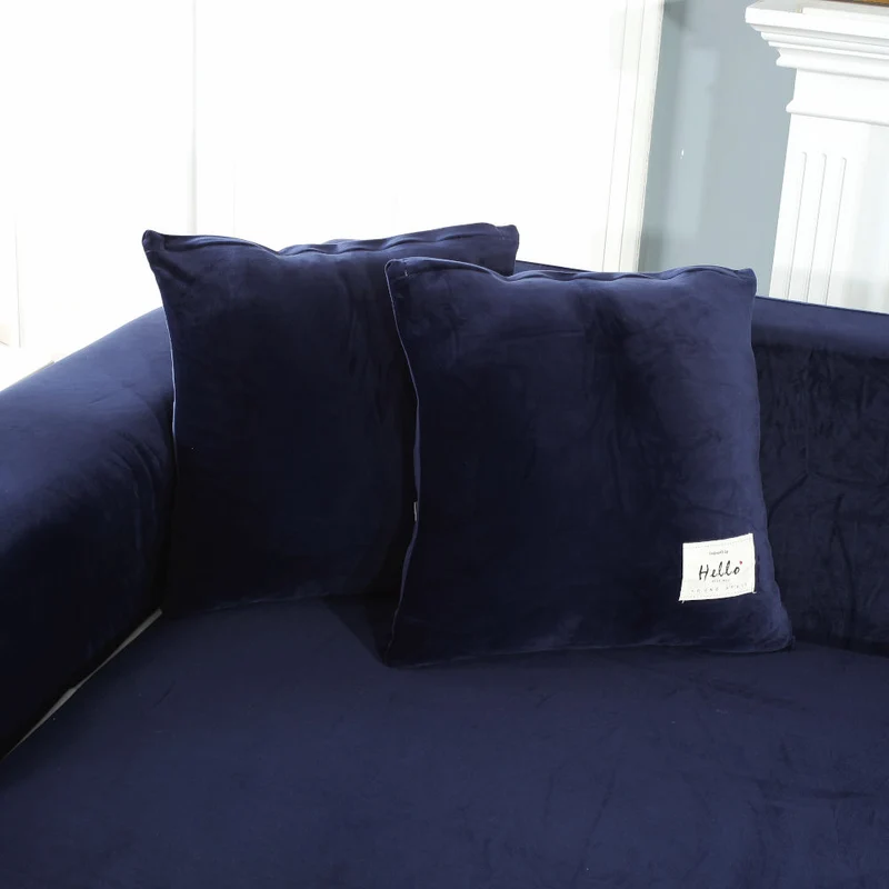 Housse de Canapé d'Angle Velours Bleu marine