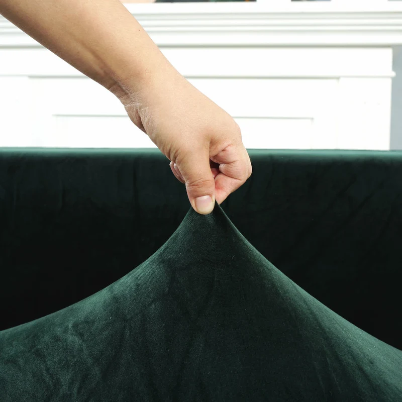 Housse de Canapé d'Angle Velours Vert foncé