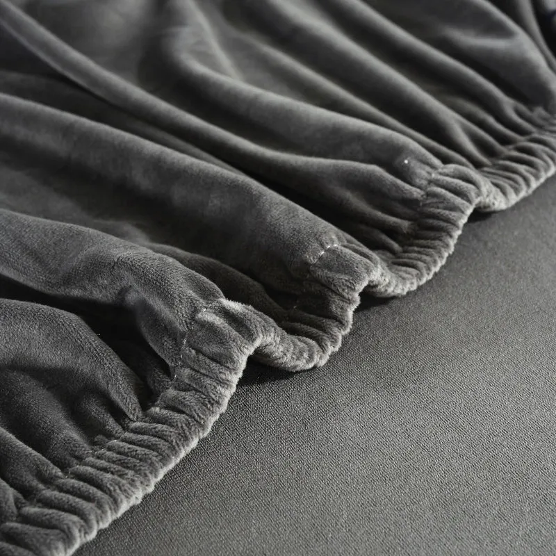 Housse de Canapé d'Angle Velours Gris