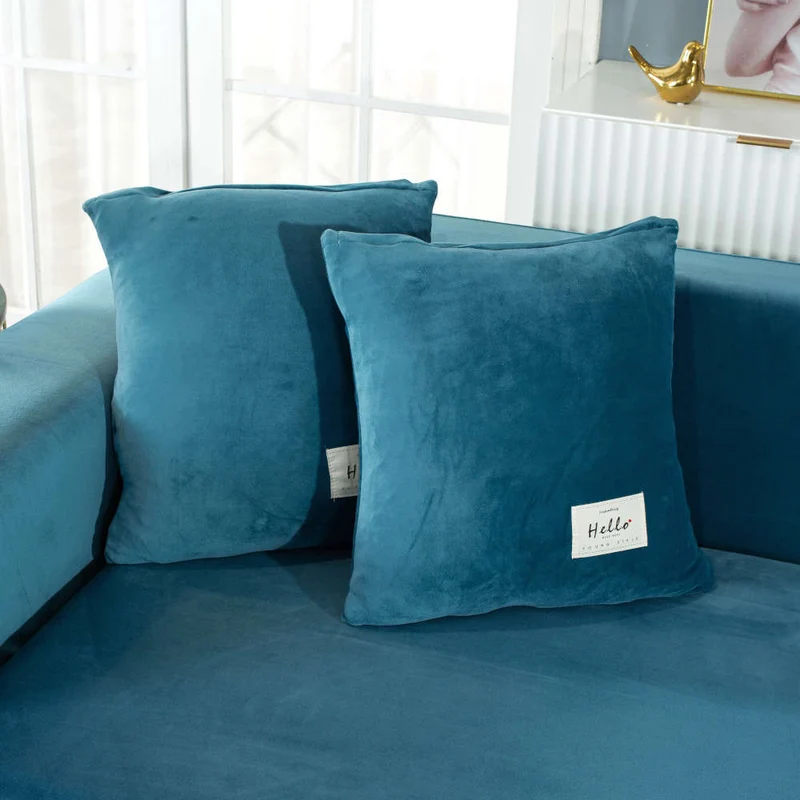 Housse de Canapé d'Angle Velours Bleu canard