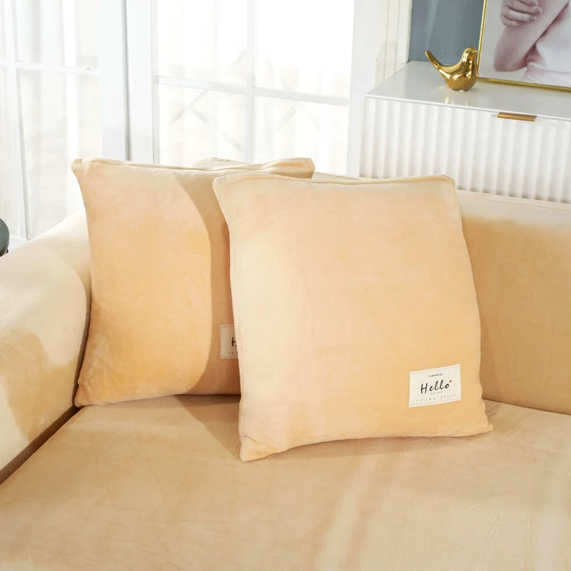 Housse de Canapé d'Angle Velours Beige