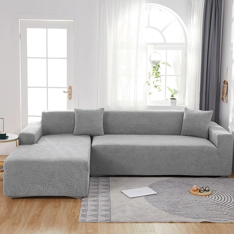 Housse de Canapé d'Angle Imperméable Gris Clair