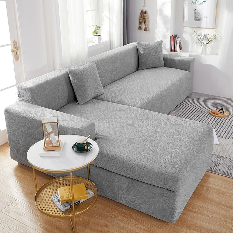 Housse de Canapé d'Angle Imperméable Gris Clair