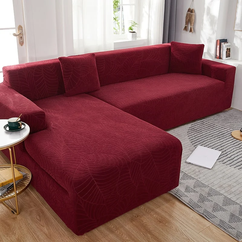 Housse de Canapé d'Angle Imperméable Bordeaux