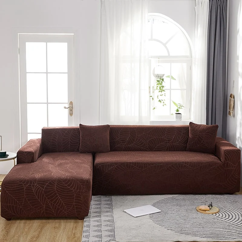 Housse de Canapé d'Angle Imperméable Marron
