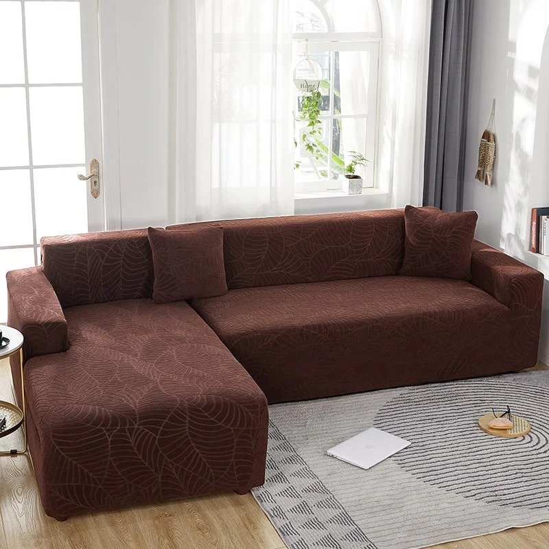 Housse de Canapé d'Angle Imperméable Marron