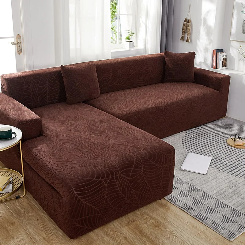 Housse de Canapé d'Angle Imperméable Marron
