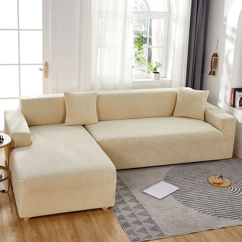 Housse de Canapé d'Angle Imperméable Beige
