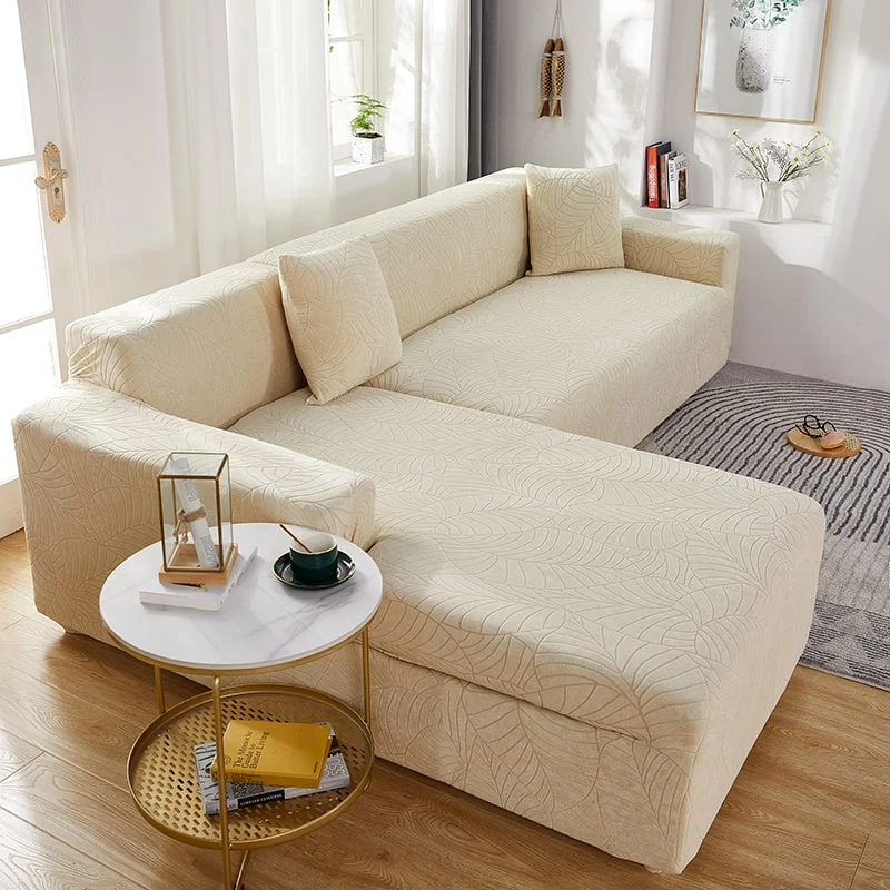 Housse de Canapé d'Angle Imperméable Beige