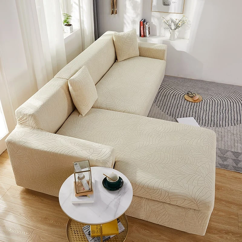 Housse de Canapé d'Angle Imperméable Beige