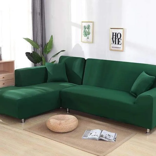 Housse de Canapé d'Angle Vert Foncé